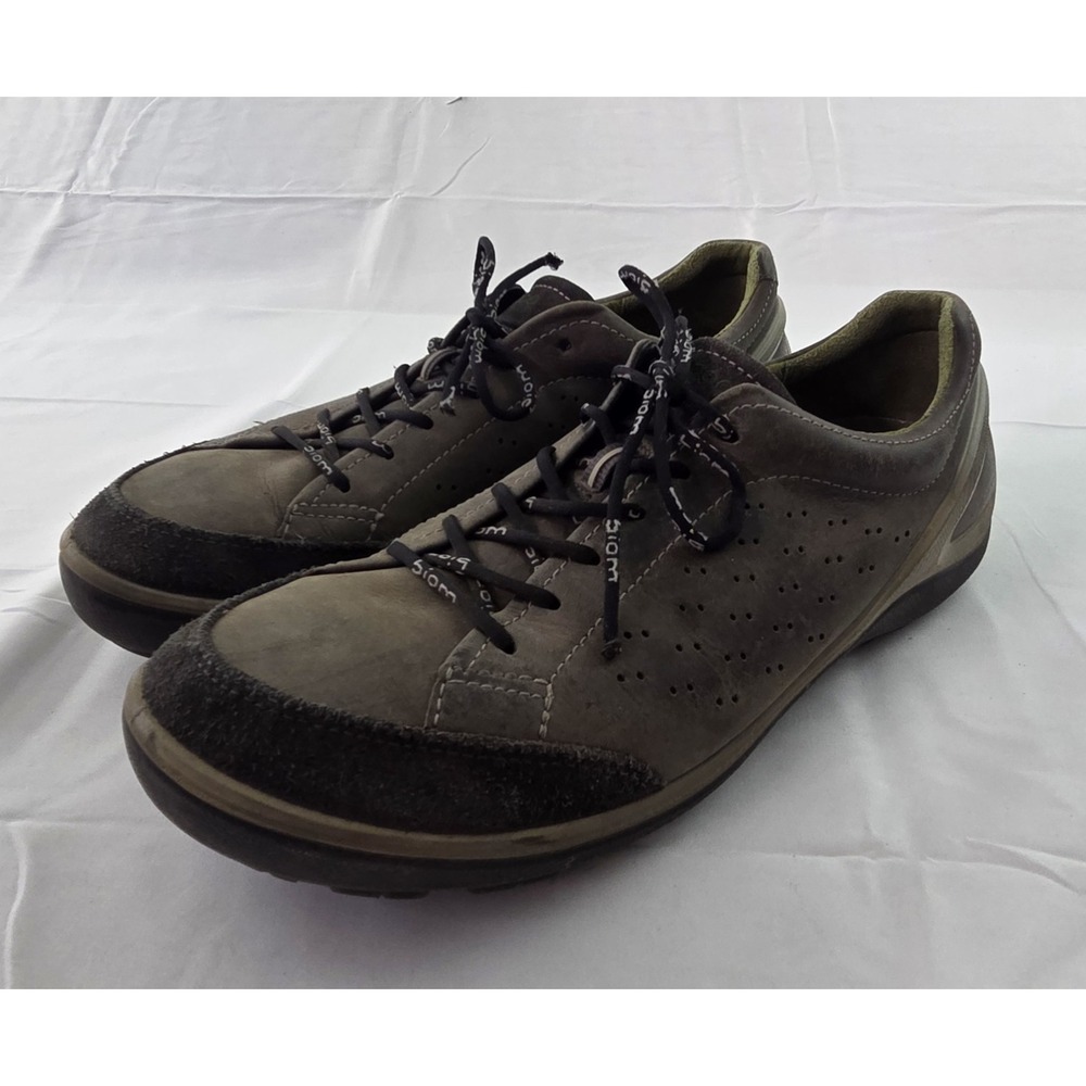 ECCO BIOM Sneakers Mens 45 US 12 Greenish Gray Leather Gorpcore Outdoor Granola